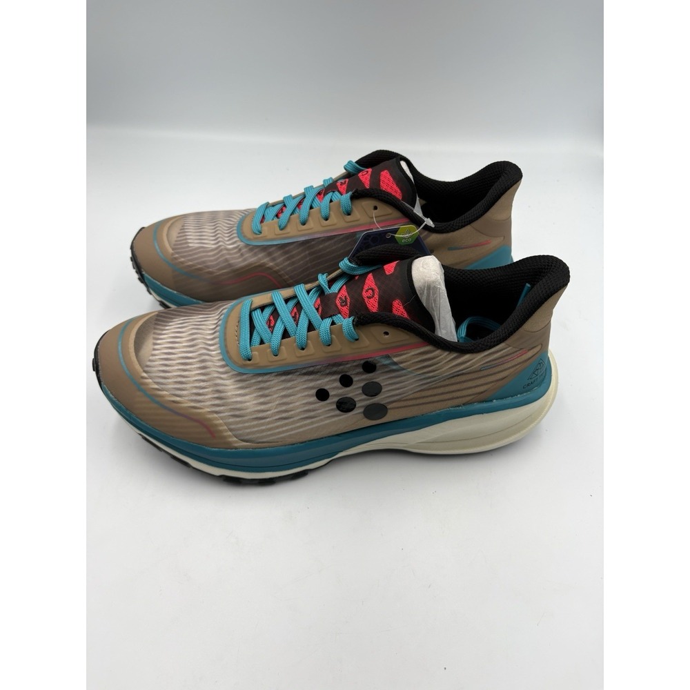 CRAFT Men's Brown Blue Low Top Lace-Up Running Athletic Sneakers Comfort